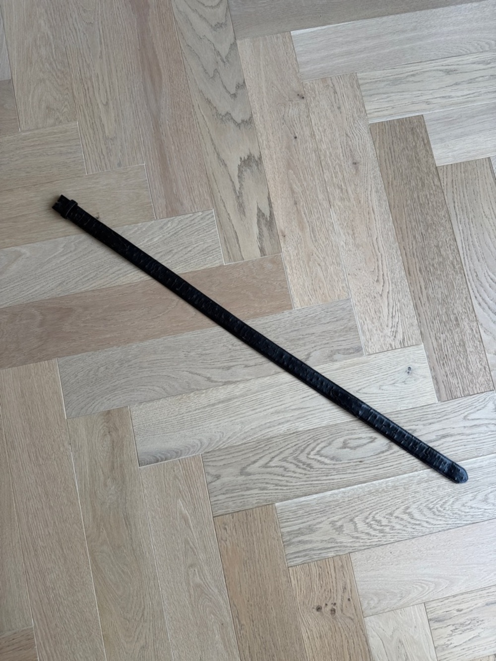 Tony Lama Black Leather Belt with Branded Stamp